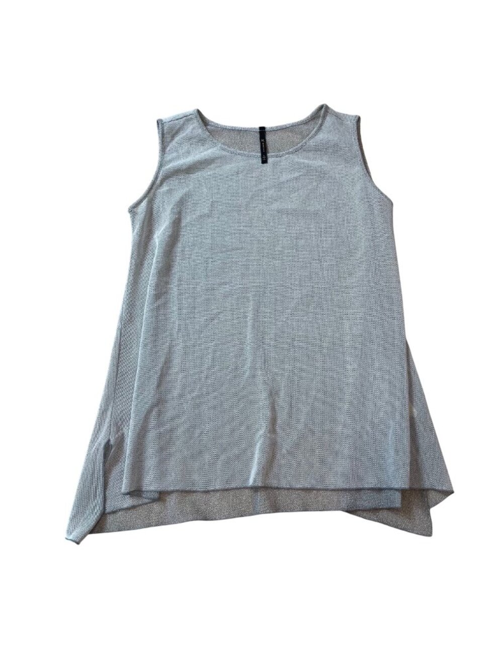 IC by Connie K Sheer Tunic Top Women's Size Large Metallic Silver High Low USA